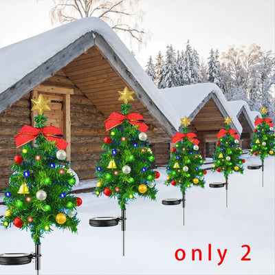 Piquet Solaire Sapin de Noël Lot de 2 Étanche Extérieur