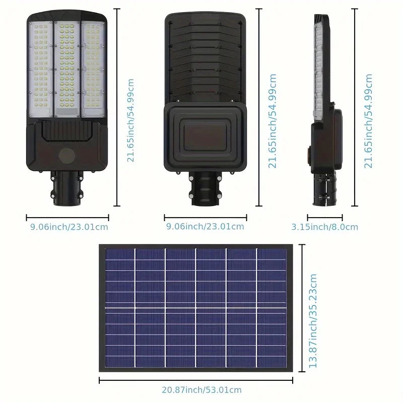 RéverbÚre solaire 8000W éclairant un jardin la nuit