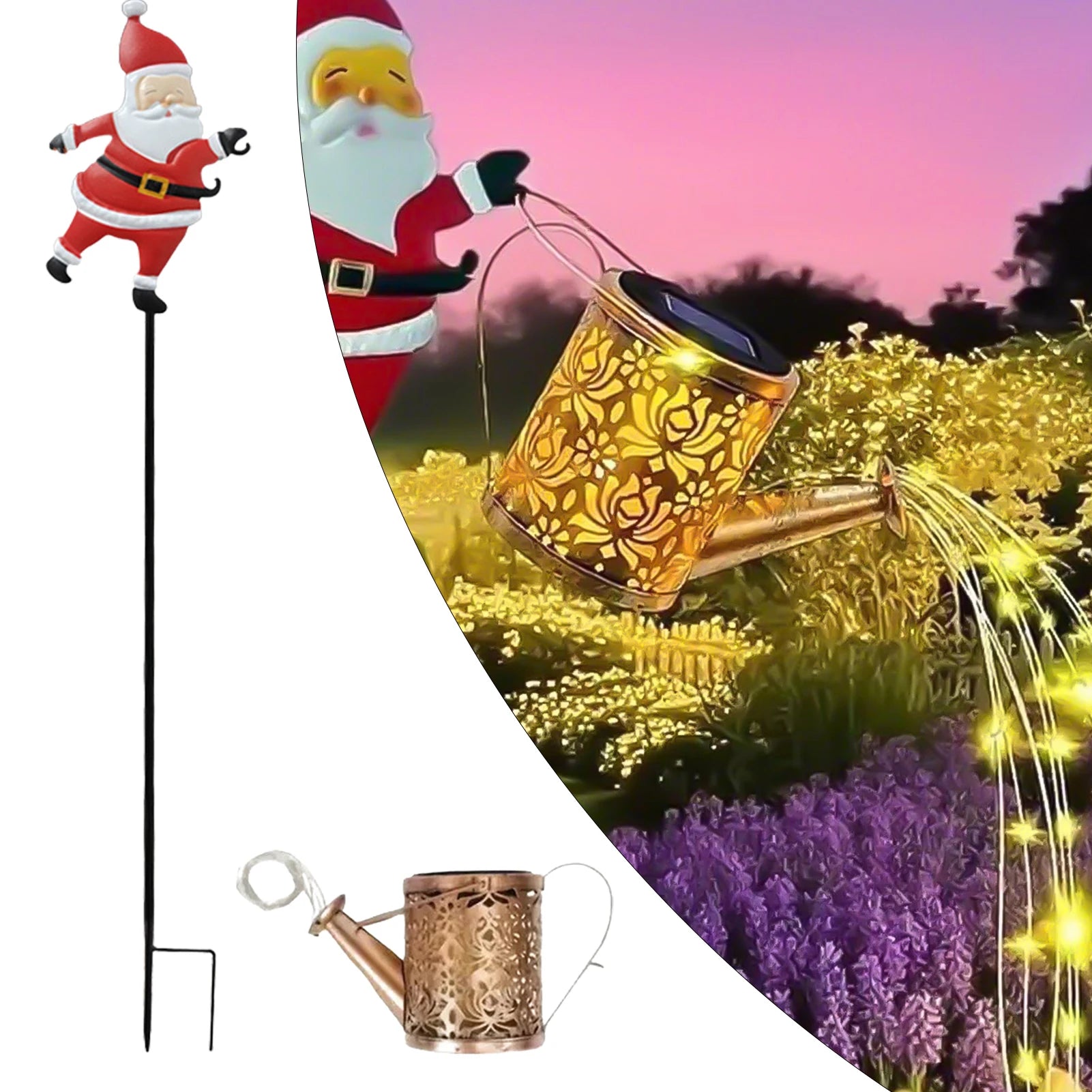 Déco solaire de Noël installée sur une pelouse
