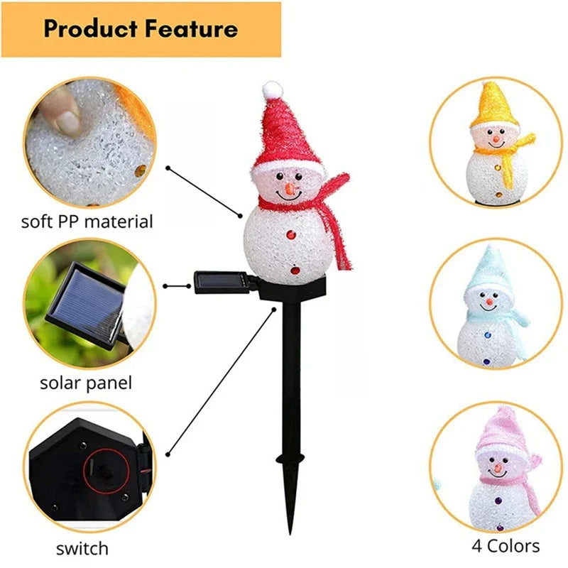 Piquet Solaire Bonhomme de Neige LED pour Allée de Noël