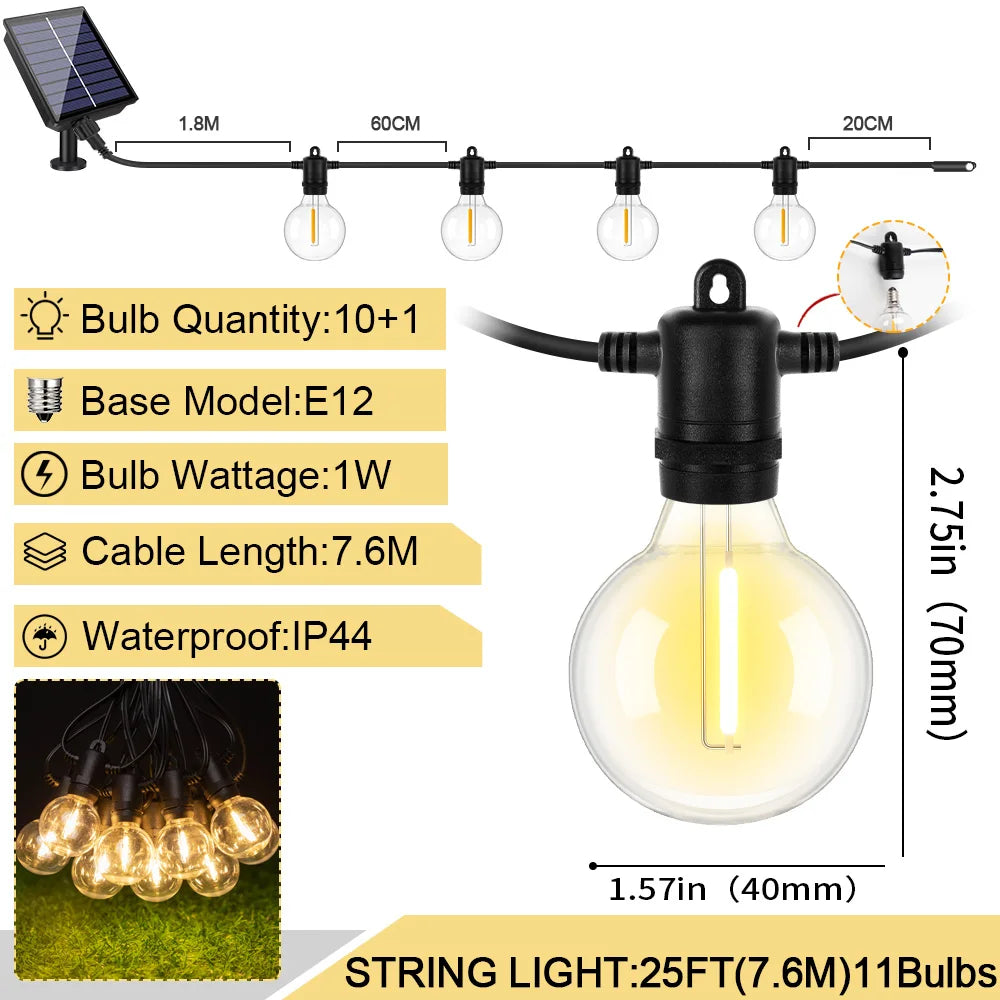 Guirlande solaire G40 10 ampoules pour fête