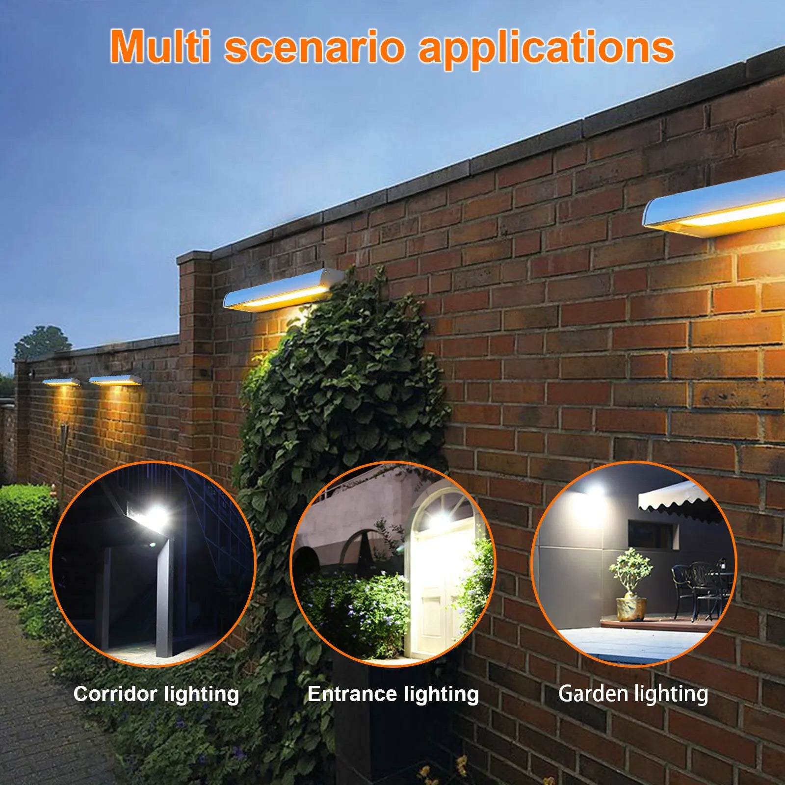 Projecteur solaire argent 30cm pour mur extérieur