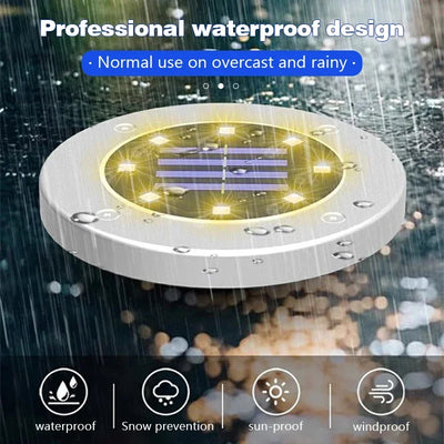 Lampe Solaire Disque Enterrée 8 à 20 LED IP65 Jardin Terrasse