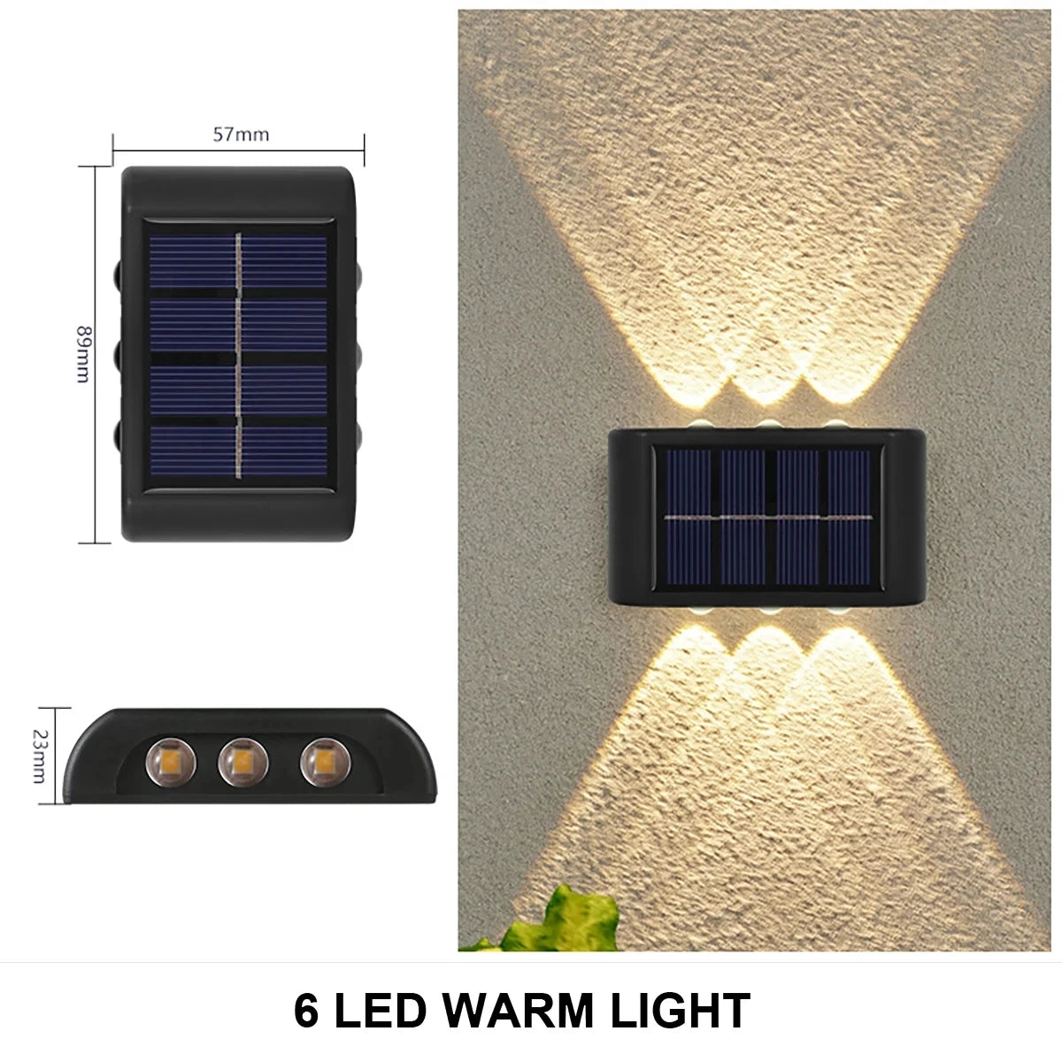Applique Murale Solaire LED ExtĂ©rieure Ăclairage Haut Bas Jardin â recharge solaire en journĂ©e