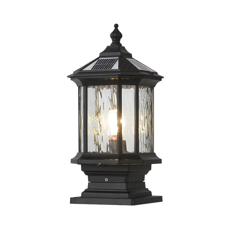 Borne solaire de pilier LED en aluminium de style antique