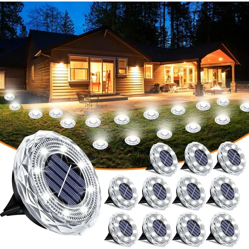 Lampe solaire souterraine 8 LED étanche pour jardin