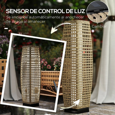 Lampe Solaire de Jardin en Rotin Synthétique LED