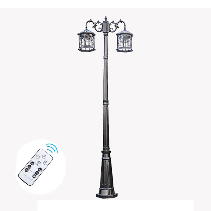 Lampadaire solaire de jardin a 2 tetes de 2,5 m