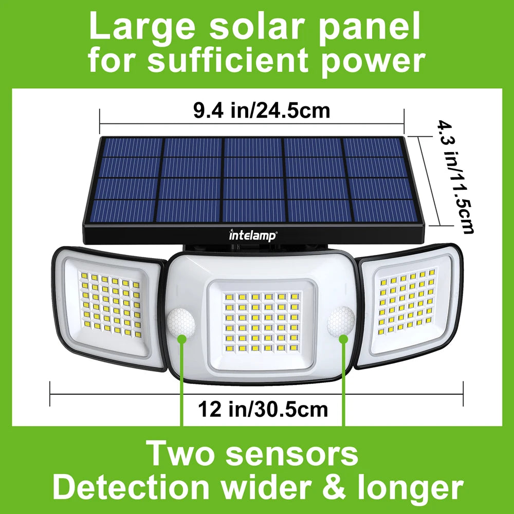 Lampe Solaire Murale LED 3 Modes Double Capteur Jardin Garage – installée en extérieur sur un mur