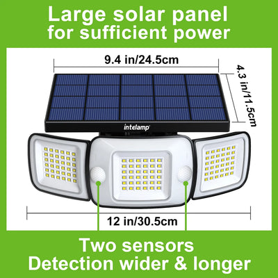 Lampe Solaire Murale LED 3 Modes Double Capteur Jardin Garage – installée en extérieur sur un mur