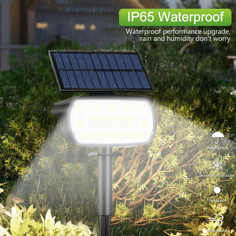 Spot solaire paysage 136 LED étanche pour jardin et allée