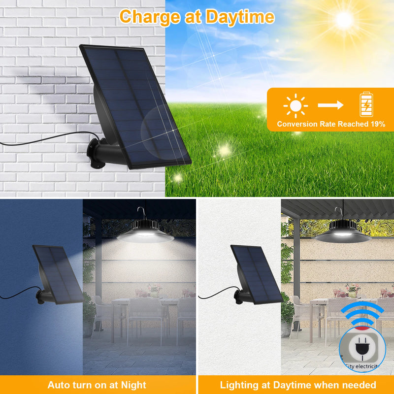 Lampe solaire suspendue avec télécommande pour terrasse