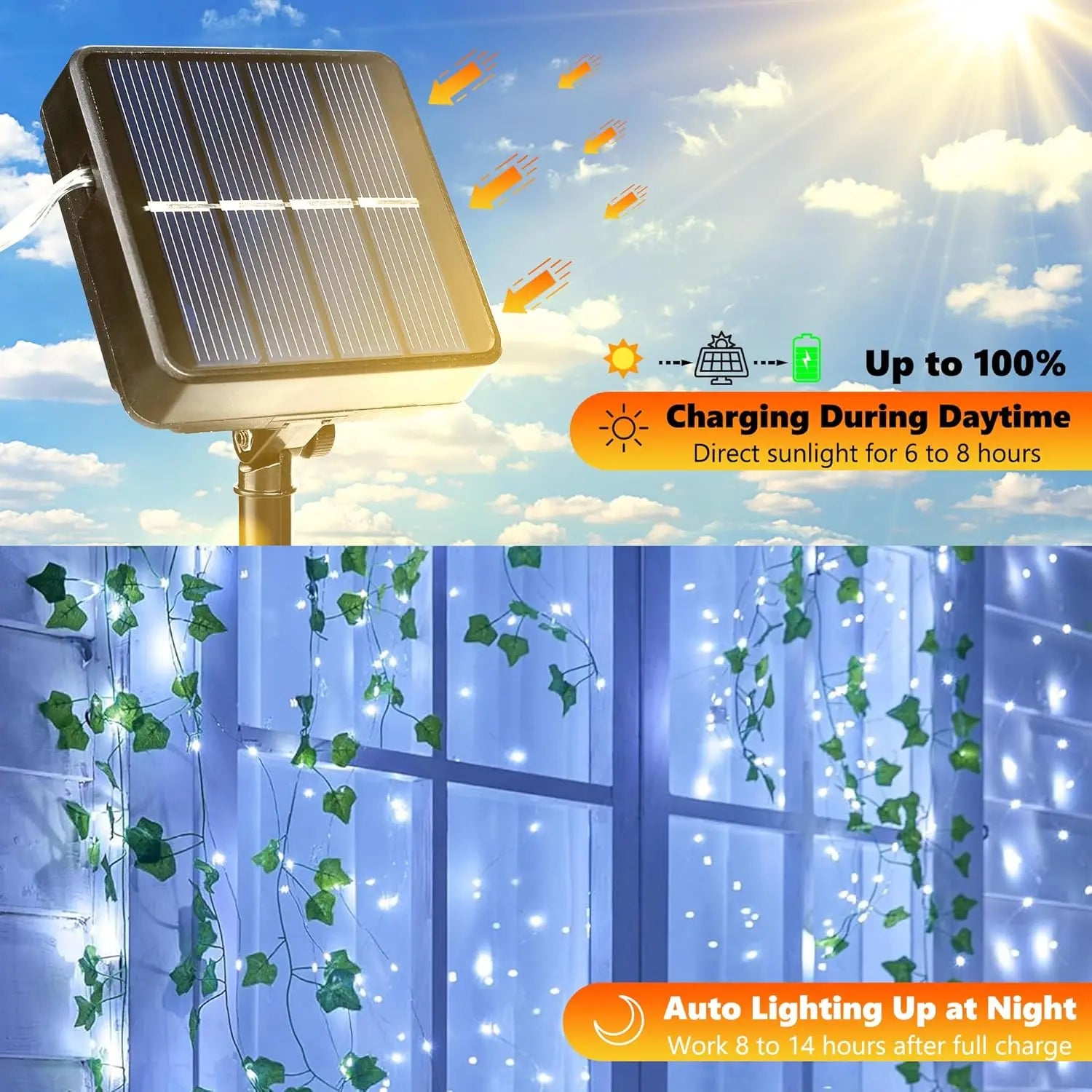 Guirlande Solaire 400 LED 8 Modes Étanche Extérieur