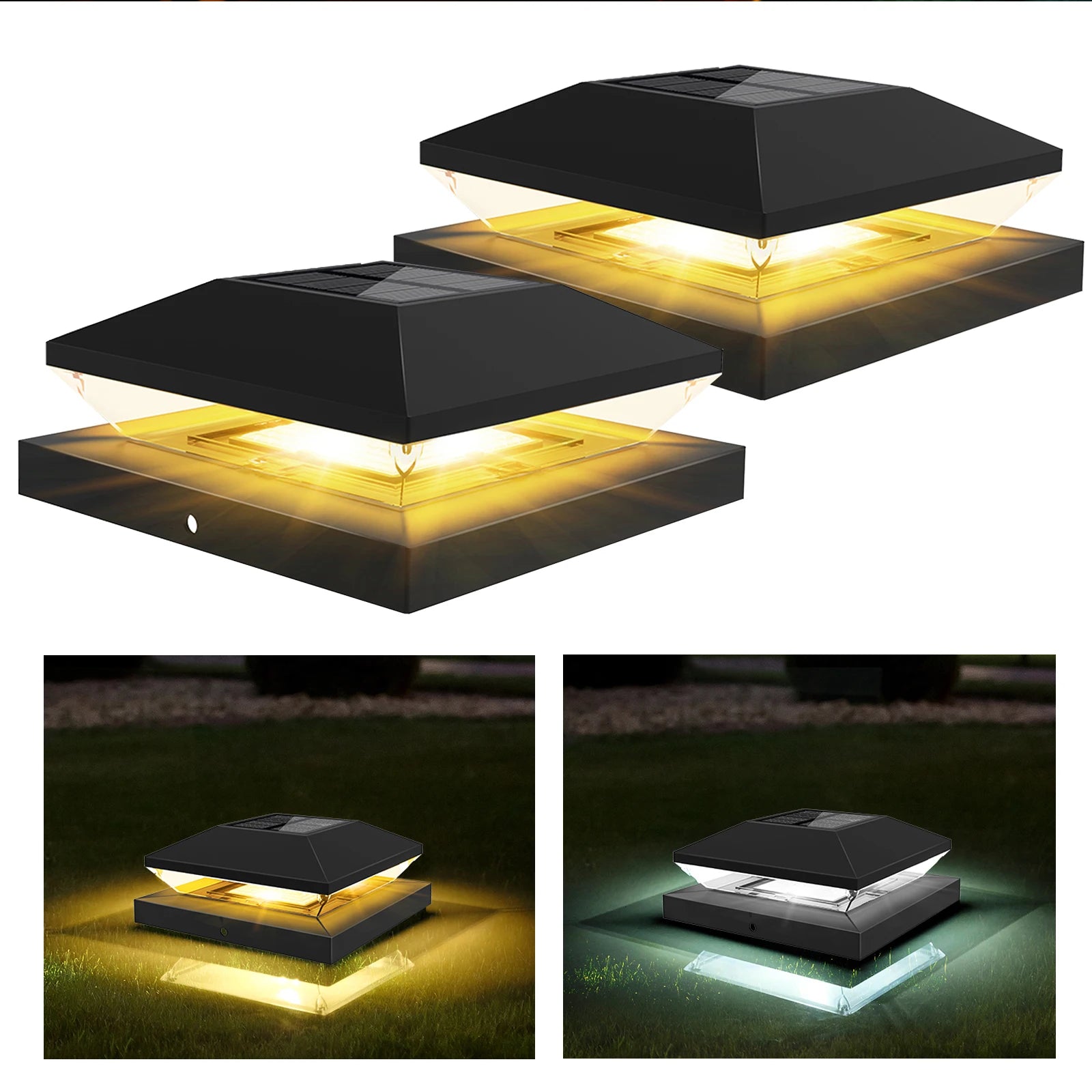 Lampe solaire capuchon de poteau sans fil pour jardin