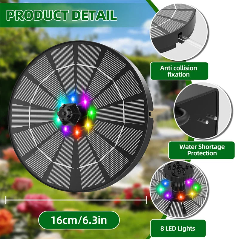 Fontaine solaire LED exterieure avec batterie pour bassin