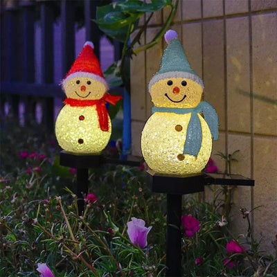 Piquet Solaire Bonhomme de Neige LED pour Allée de Noël