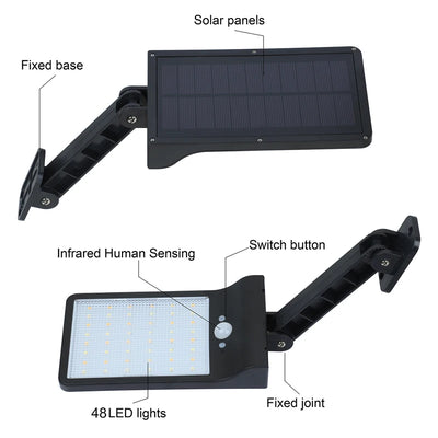 Réverbère Solaire LED Capteur Mouvement Télécommande Applique Extérieure
