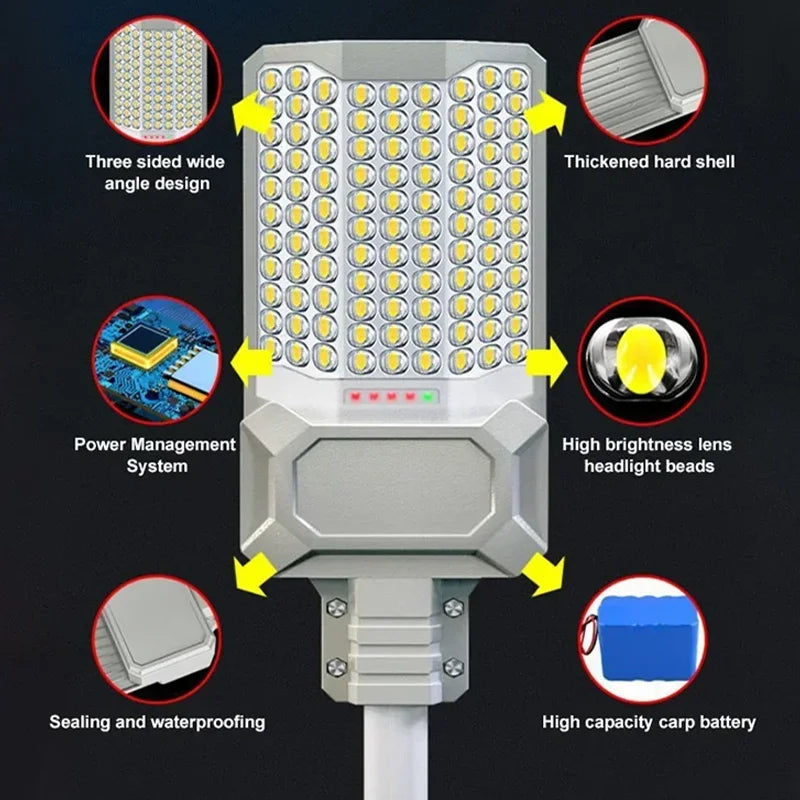 Lampadaire Solaire Extérieur Puissant LED Allée Parking