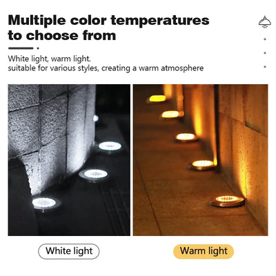 Lampe Solaire Disque Enterrée 8 à 20 LED IP65 Jardin Terrasse