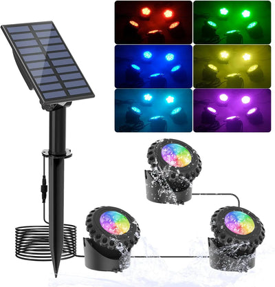 Projecteur Solaire Subaquatique RGB Étang Bassin IP68 Jardin