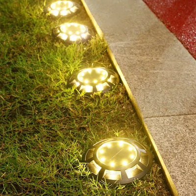 Lampe Solaire au Sol 16 LED IP65 Étanche Jardin Pelouse Allée