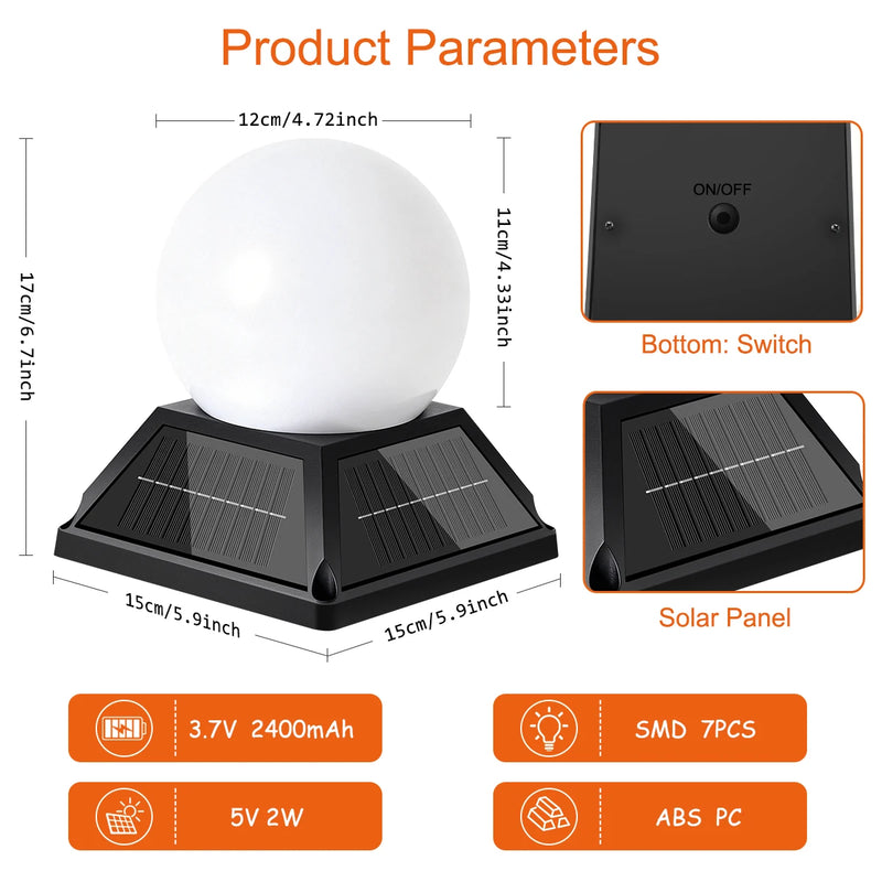 Lampe solaire à colonne ronde pour jardin