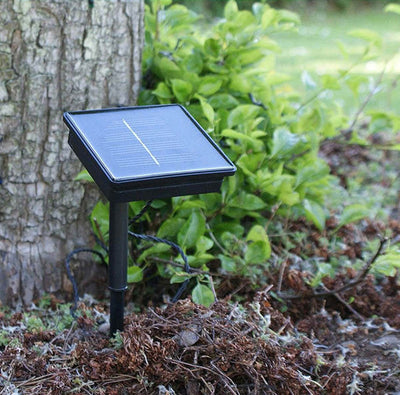 Guirlande solaire lierre installée dans un jardin