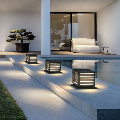 Lampe solaire cube LED la nuit