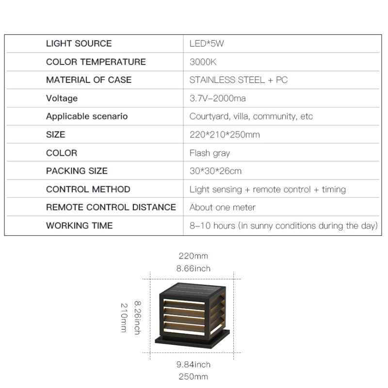 Lampe solaire cube design lumineuse