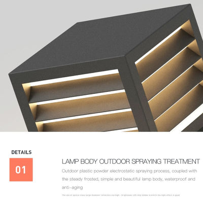 Lampe solaire cube acier inoxydable jardin