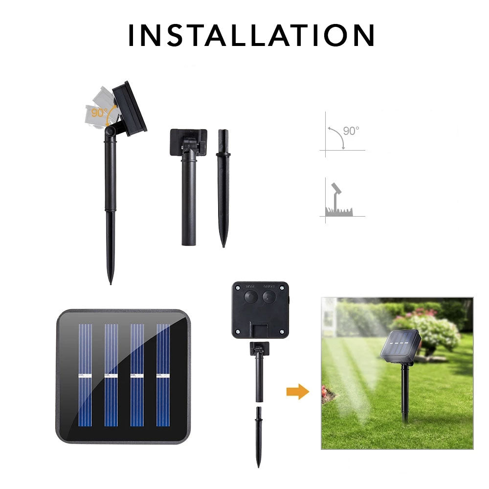 Panneau solaire de la guirlande de Noël en installation