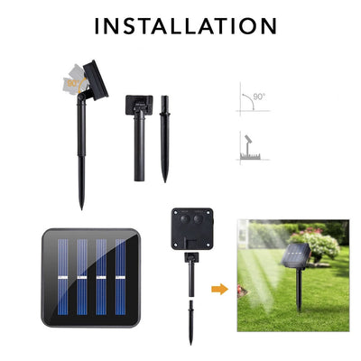 Panneau solaire de la guirlande de Noël en installation