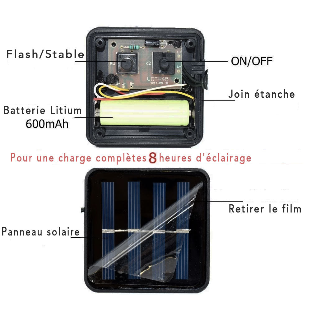 Panneau solaire de la guirlande solaire de Noël