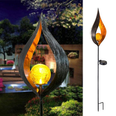 Piquet solaire jardin boule de feu LED effet flamme