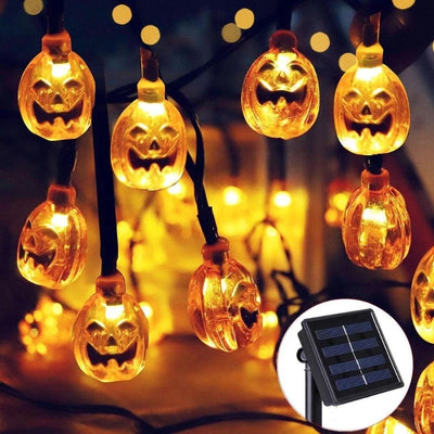 Guirlande solaire citrouilles LED 6m Halloween extérieur