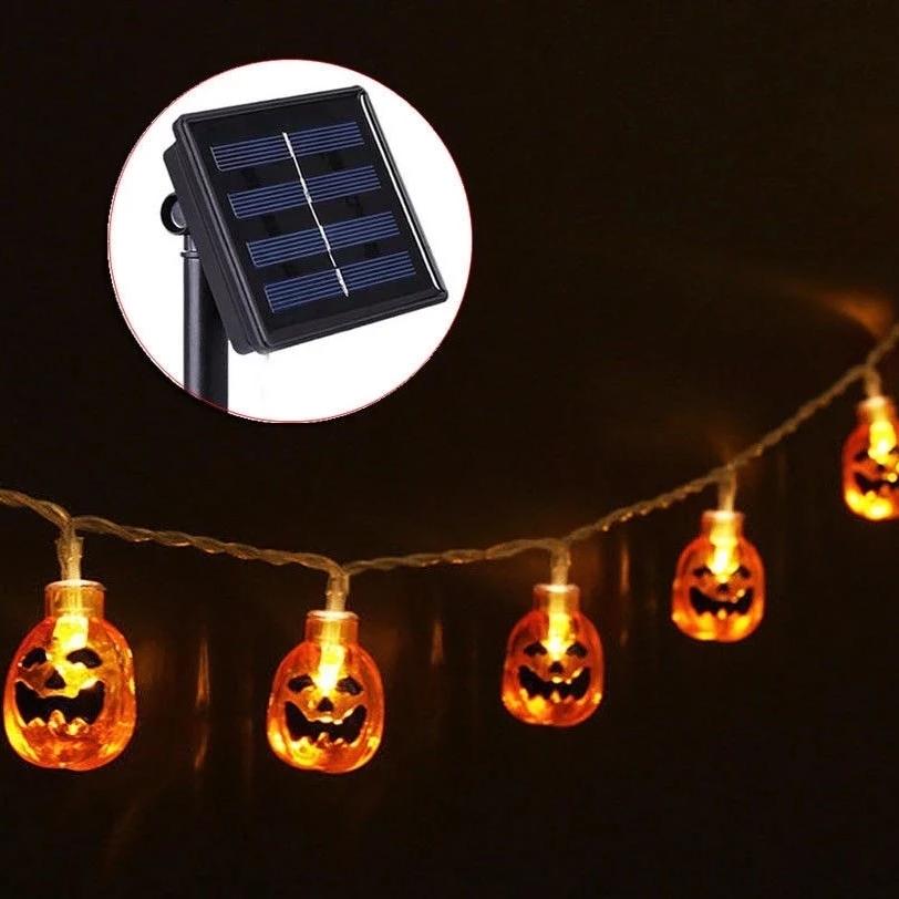 Guirlande solaire citrouilles festive pour Halloween