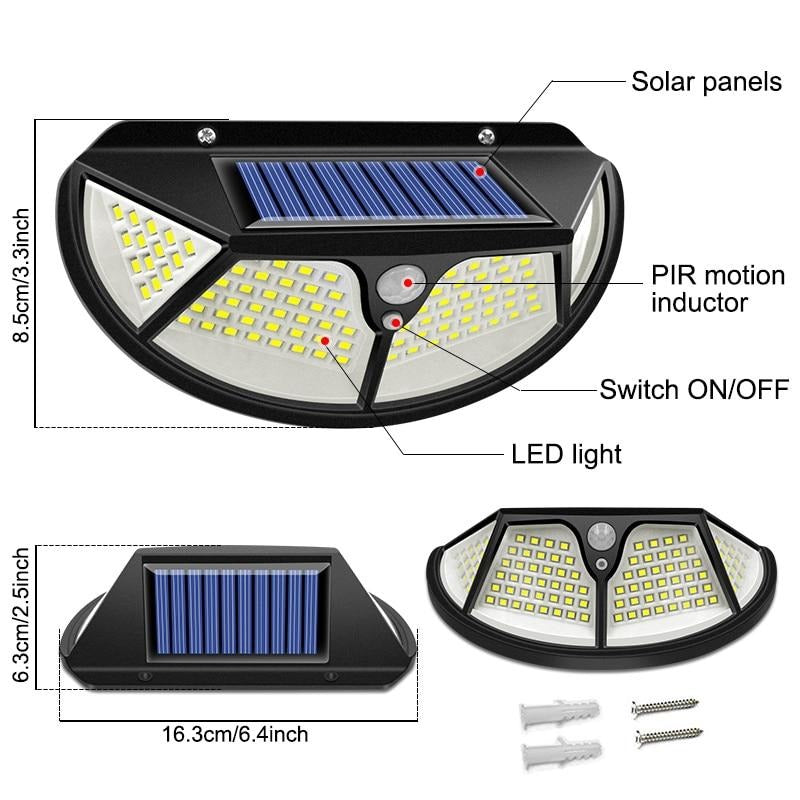 Détail de l'applique solaire COB 122 LED