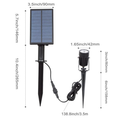Dimensions du spot solaire pour arbre