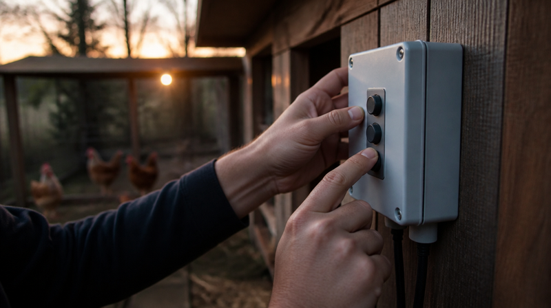 Réglage du boîtier d'une porte automatique de poulailler au crépuscule