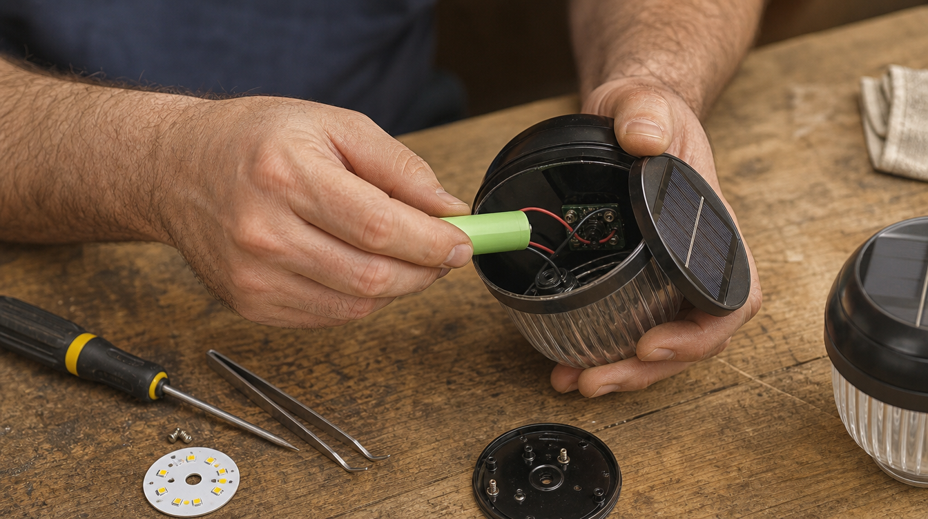 Réparer une lampe solaire soi-même : remplacement de la batterie et des contacts