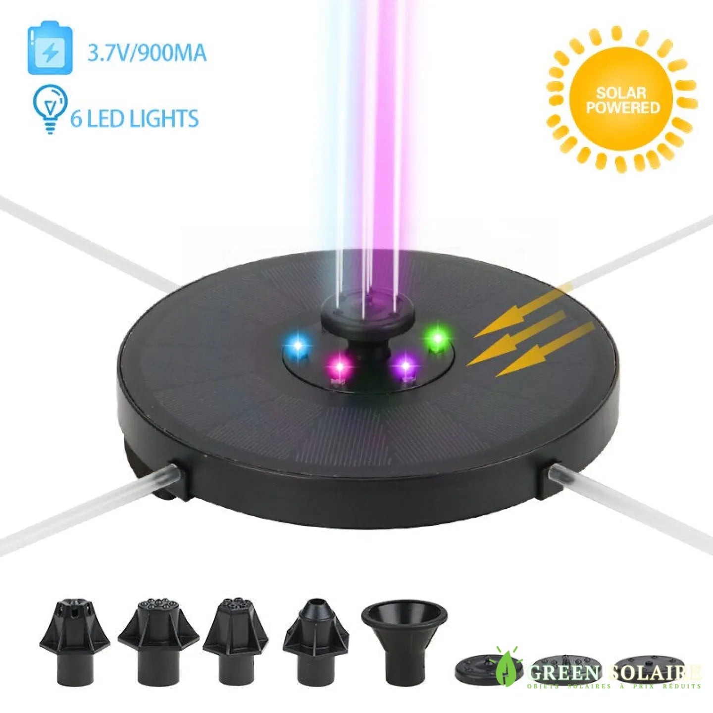 Fontaine solaire de jardin flottante LED dans un bassin