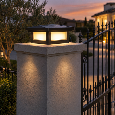 LAMPE SOLAIRE POUR PILIER DE PORTAIL ET POTEAU