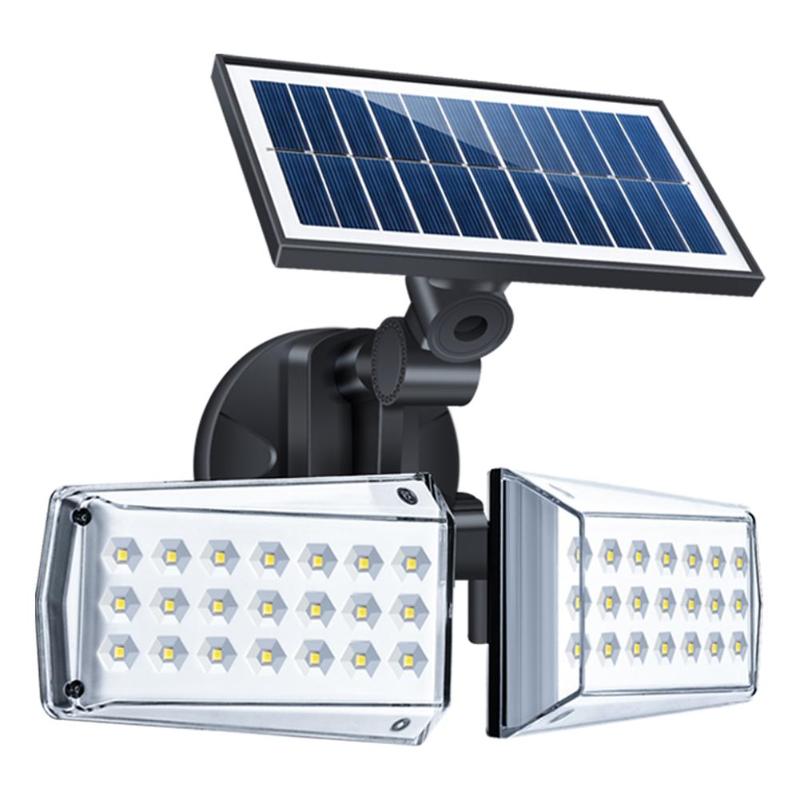 Lampe solaire jardin double spot LED puissante avec détecteur de mouvement