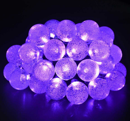 Guirlande solaire violette 30 boules bulle lumière changeante