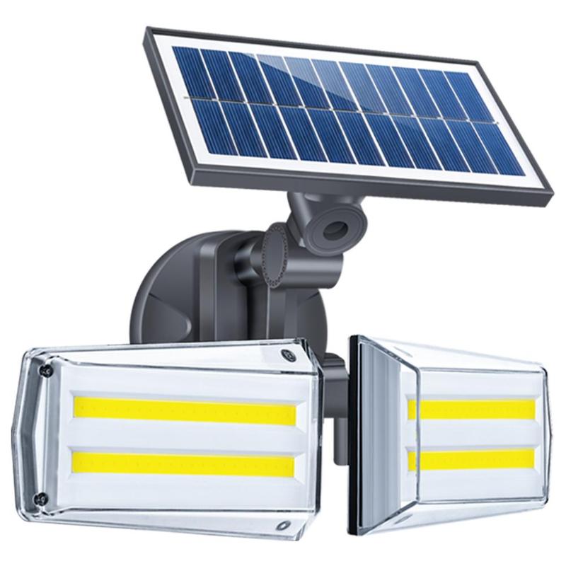 Lampe solaire jardin double spot LED puissante avec détecteur de mouvement
