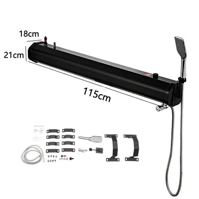 Douche Solaire de Toit 30 L Noire avec Kit de Fixation