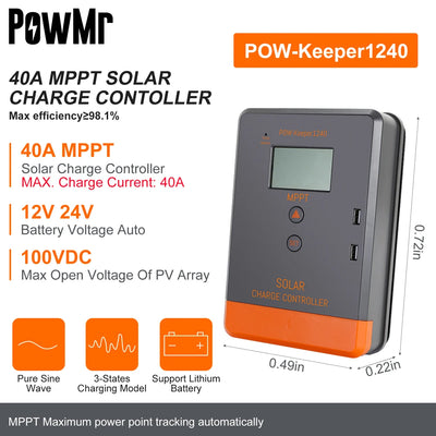 Régulateur de Charge Solaire MPPT 12V 24V - vue 8