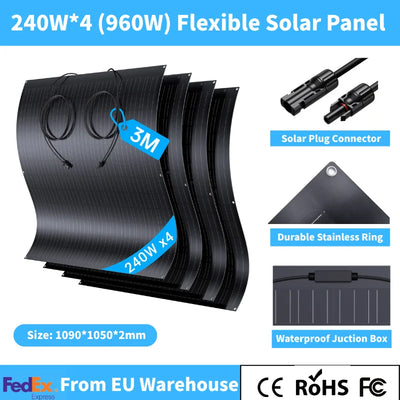 Panneau Solaire Flexible 240W (Lot de 4)