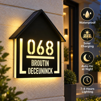 Plaque Numéro de Maison Solaire Acrylique Découpe Laser 3D Incurvée