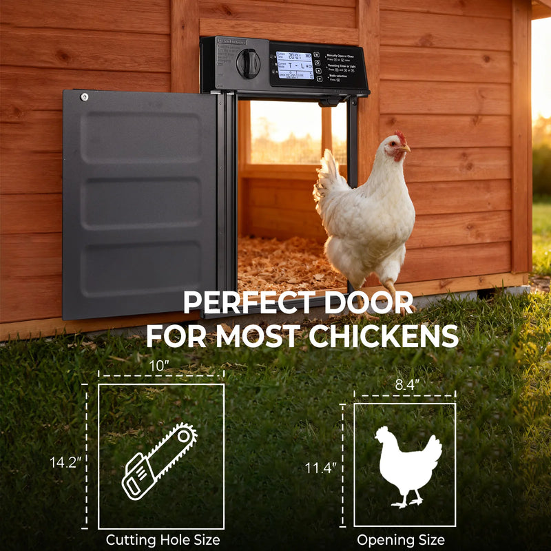 Porte Automatique de Poulailler Solaire Aluminium à Signal Sonore